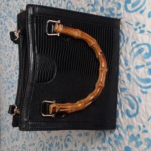 MW Most Wanted Black Handbag with Faux Bamboo Handles